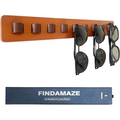 Findamaze Brillenaufbewahrung aus Holz mit Wandmontage für bis zu 9 Brillen