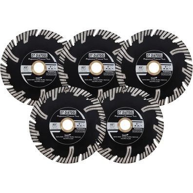 DT-DIATOOL Diamant Sägeblatt 115mm Turbo für Granit, Marmor, Beton - 5 Stück