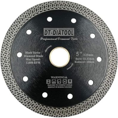 DT-DIATOOL Diamant Trennscheibe 125 mm Mesh Turbo für Porzellan, Fliesen