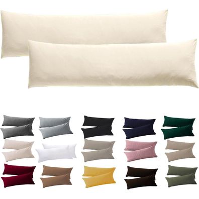 Soifox Seitenschläferkissen Bezug 40 x 145 cm - 2er Set Creme, 100% Mikrofaser