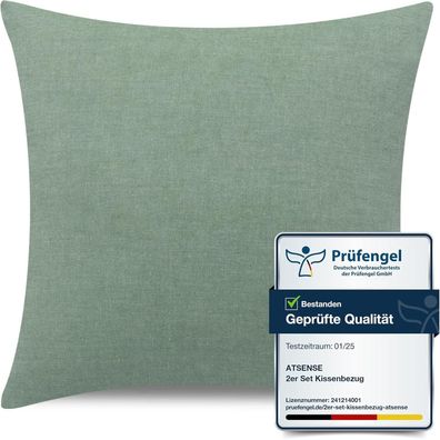 ATsense Kissenbezug 40x40 cm, 1 Stück, 100% Gewaschene Baumwolle, Einfarbig