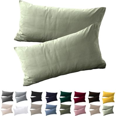 Soifox Kissenbezug 40x80 cm, 2er Set, Salbeigrün, 100% Mikrofaser, bügelfrei