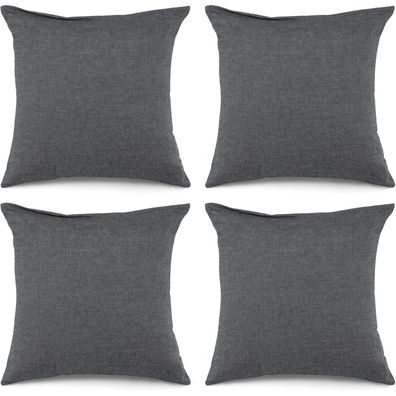 ATsense 4er Set Kissenbezug 40x40 cm - 100% Gewaschene Baumwolle, Dunkelgrau