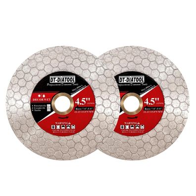 DT-DIATOOL Diamantscheibe 115mm 2er Set für Fliesen, Keramik, Porzellan, Marmor