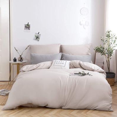 AYSW Bettwäsche 4-teilig, gebürstete Mikrofaser, 2x Bettbezug 135x200cm, 2x