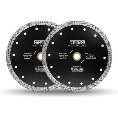 DT-DIATOOL Diamant Trennscheibe 2er Set, 180 mm, Mesh Turbo für Fliesen
