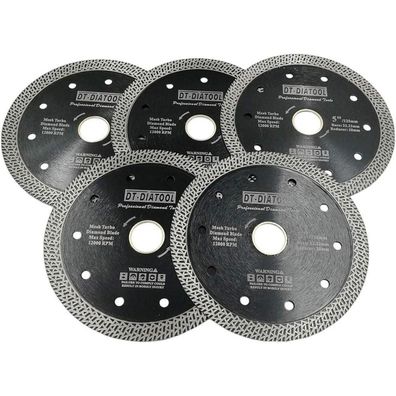 DT-DIATOOL Diamant Trennscheibe 5er Set, 125 mm, Mesh Turbo für Fliesen