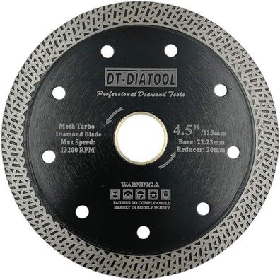 DT-DIATOOL Diamant Trennscheibe 115mm Mesh Turbo für Porzellan, Fliesen