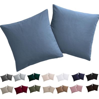 Soifox Kissenbezug 80x80 cm (2er Set) - Hellblau, 100% Mikrofaser, bügelfrei