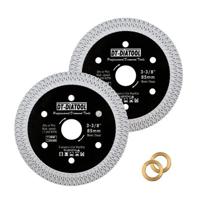 DT-DIATOOL Diamant-Fliesenblatt 85mm (2er-Pack) für Mini-Kreissäge - Porzellan