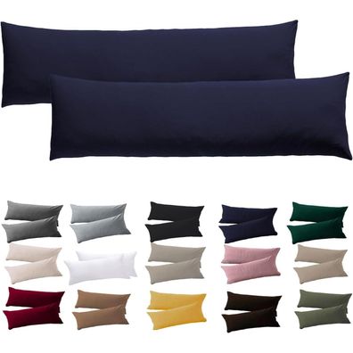 Soifox Seitenschläferkissen Bezug 40 x 145 cm, 2er Set, Marineblau, 100
