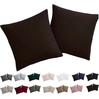 Soifox Kissenbezug 80x80 cm (2er Set) - Braun, 100% Mikrofaser, bügelfrei