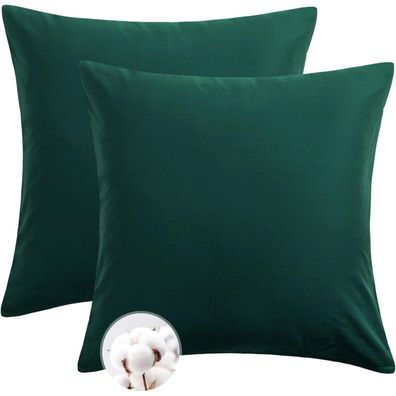 Aisbo Kissenbezug 80x80 cm Baumwolle 2er Set, Dunkelgrün mit Reißverschluss