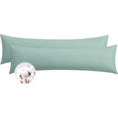 Aisbo Seitenschläferkissenbezug 40x145 cm, 2er Set Baumwolle Salbeigrün mit