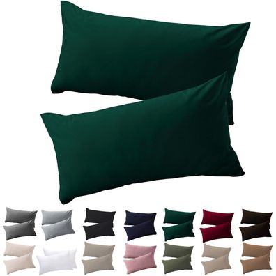 Soifox Kissenbezug 40x70 cm im 2er Set, Dunkelgrün, 100% Mikrofaser, mit