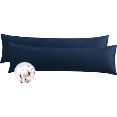 Aisbo Seitenschläferkissen Bezug 40 x 145 cm, 2er Set Blau, weiche Baumwolle