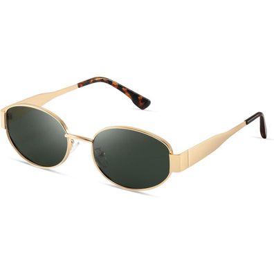 kunchu Polarisierte Damen Sonnenbrille - Retro Oval Metall, UV400 Schutz