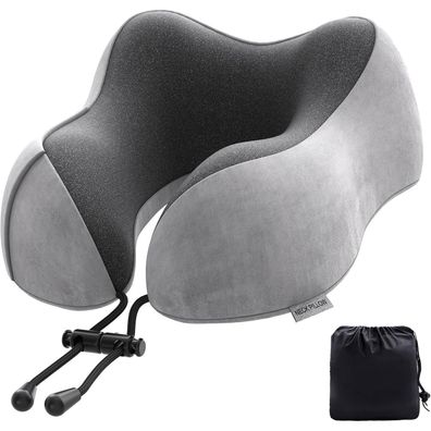 Yomisee Nackenkissen für Flugzeug und Auto aus Memory Foam mit waschbarem