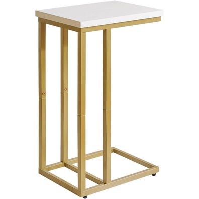 Aibiju C-Form Beistelltisch, moderner Couchtisch mit weißer Tischplatte und