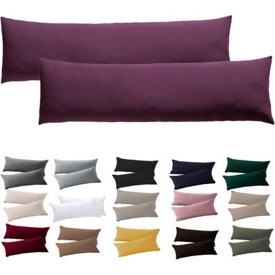 Soifox Seitenschläferkissen Bezug 40 x 145 cm, 2er Set Lila, 100% Mikrofaser