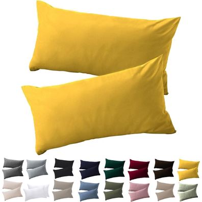 Soifox Kissenbezug 40 x 80 cm, 2er Set - Gelb, 100% Mikrofaser, bügelfrei