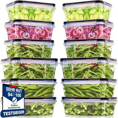 Kottwca Frischhaltedosen Set, 12 Stück (6x1000ml + 6x1500ml), auslaufsicher