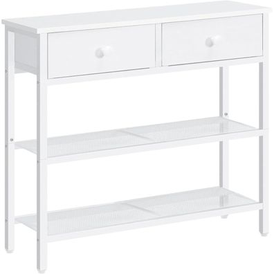 HOOBRO Schmaler Konsolentisch 75 cm, weißer Flurtisch mit Schublade und 2