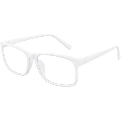GQUEEN PO2 Nerdbrille ohne Stärke, Mattweiß, UV400 Schutz