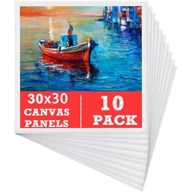 MOKANI Leinwand zum Bemalen Set (10er Pack) - 30 x 30 cm, Vorgespannte Künstler