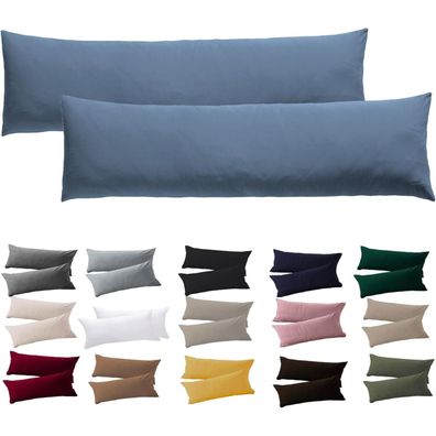 Soifix Seitenschläferkissen Bezug 40x145 cm, 2er Set Hellblau, 100% Mikrofaser