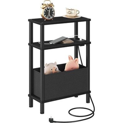 Choezon 3-stufiger schmaler Beistelltisch mit Ladestation und Schublade, ideal