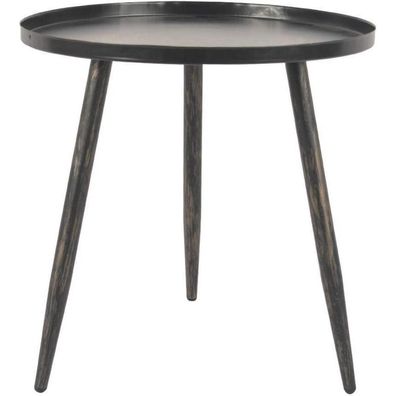 H JINHUI Metall Beistelltisch rund 45 cm, schwarz/Gold - vielseitig einsetzbar