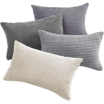 Topfinel Kissenbezug 30x50cm Grau Kordsamt, 4er Set, Farbverlauf, Sofakissen