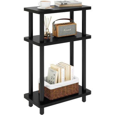 IBUYKE Schmaler 3-stufiger Beistelltisch mit Ablagefach, 40x18x62,5cm, Schwarz