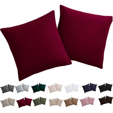 Soifox Kissenbezug 80x80 cm im 2er Set - Rot, 100% Mikrofaser, bügelfrei