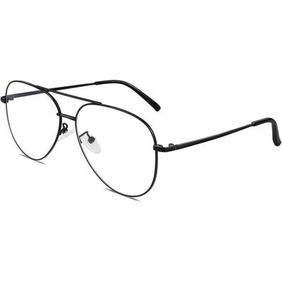 GQUEEN Pilot Brille ohne Stärke für Damen und Herren, Retro Metallrahmen, UV400