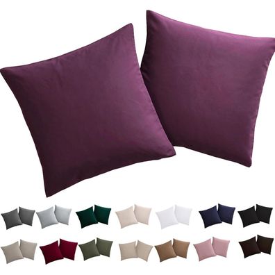 Soifox Kissenbezug 80x80 cm, 2er Set - Lila, 100% Mikrofaser, bügelfrei