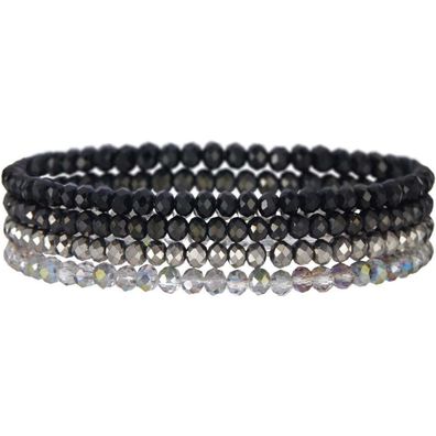 LOCCY Damen Kristall Perlen Armband Mehrschichtig Boho Modeschmuck Schwarz