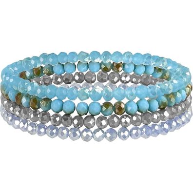 LOCCY Damen Kristall Perlen Armband Mehrschichtig Boho Modeschmuck Schwarz Blau