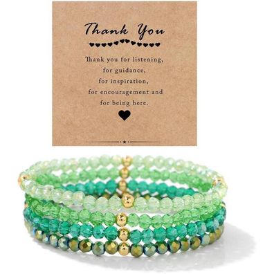 LOCCY Damen Kristall Perlen Armband Mehrschichtig Boho Modeschmuck Schwarz Grün