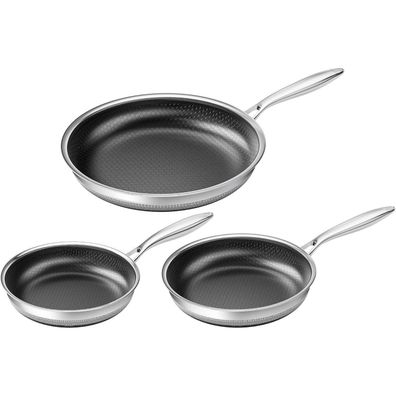 Innerwell Hybrid Edelstahl Profi Pfannenset (20 + 24 + 28 cm) - Induktion