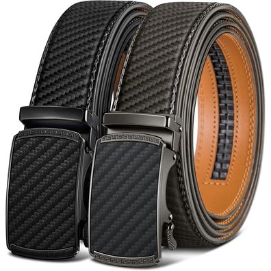 Kemisant Herren Ledergürtel 2er Pack: Automatik Ratsche, 35mm Breit