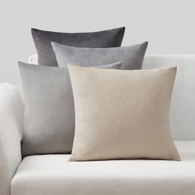 Topfinel 4er Set Kissenbezüge 45x45 cm Grau Samt Farbverlauf Dekokissen