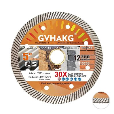 GVHAKG Diamanttrennscheibe 125mm Turbo für Fliesen, Granit, Marmor, Beton