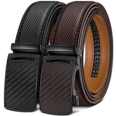 Kemisant Herren Gürtel 2er Pack - Automatik Ratsche Leder, 35mm Breit