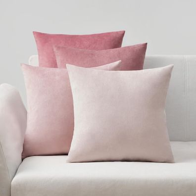Topfinel 4er Set Samt Kissenbezüge 45x45 cm Rosa Farbverlauf Deko Sofakissen