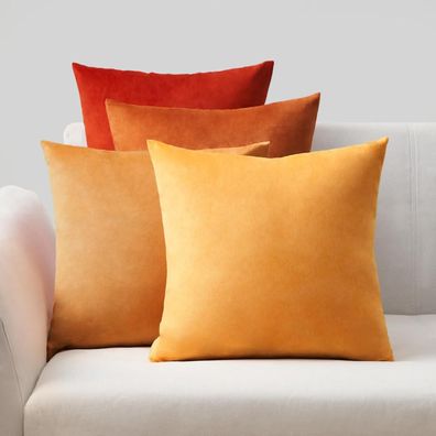 Topfinel 4er Set Kissenbezüge 45x45 cm Gelb Samt Farbverlauf Weich Sofakissen