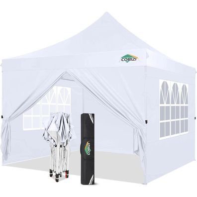 COBIZI Faltpavillon Weiß 3x3 mit 4 Seitenteilen - Stabile Konstruktion