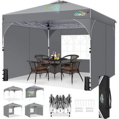 Tooluck Faltpavillon 3x3m Grau - Wasserdicht, Stabil, UV Schutz 50 + , mit 3