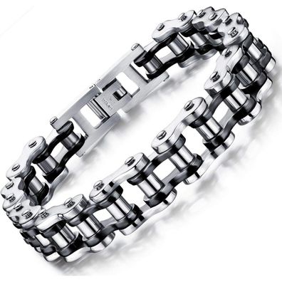 OSTAN Herren Edelstahl Armband Fahrradkette Biker Motorradkette Gliederkette